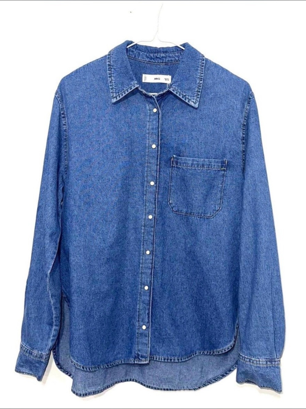 Mango Men's Denim Button-Down Shirt - Blue